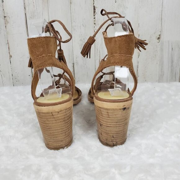 Dolce Vita Lace Block Heel Sandals Brown Size 8.5 - Picture 8 of 11